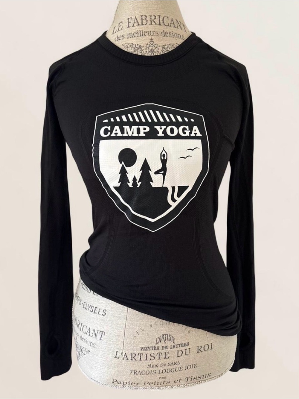 lululemon athletica Black Graphic Long Sleeve Workout Top